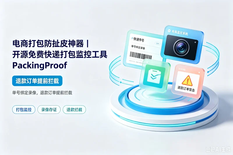 电商打包防扯皮神器|开源免费快递打包监控工具 PackingProof,单号绑定录像,退款订单提前拦截专注工具资源与实战教程胖猫小栈
