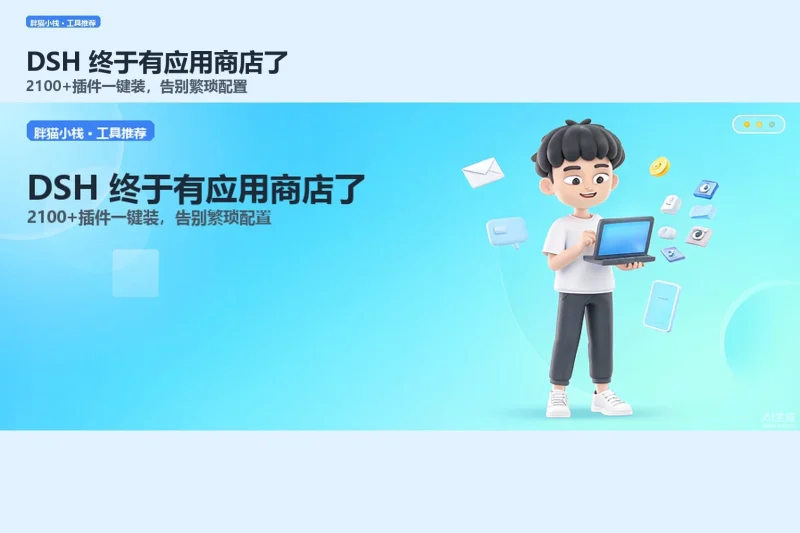 DSH 终于有应用商店了，2100+插件一键装专注工具资源与实战教程胖猫小栈