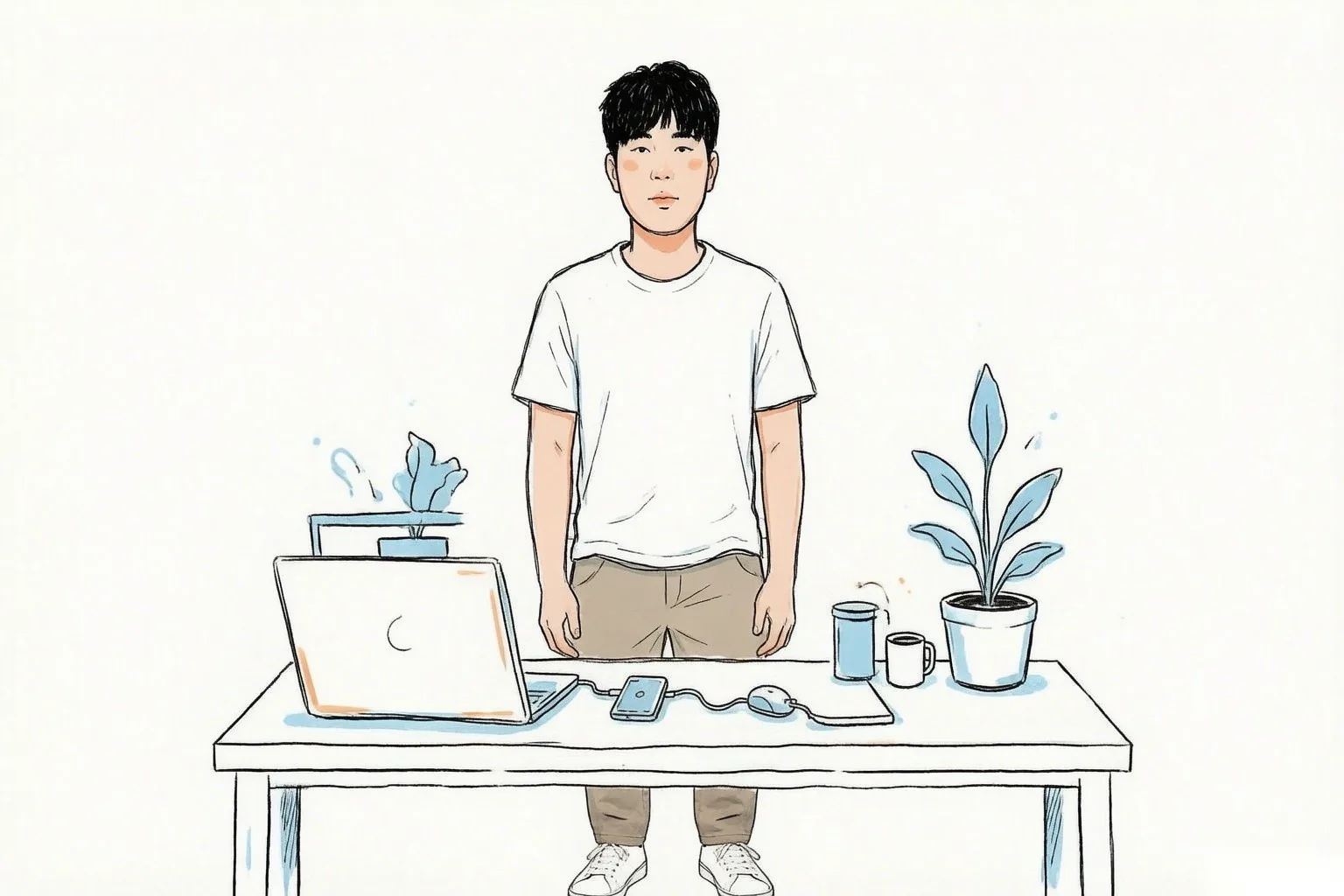 PangMao 双手摊开,一脸「就这?」地对着手机摇头,背景有软蓝物件