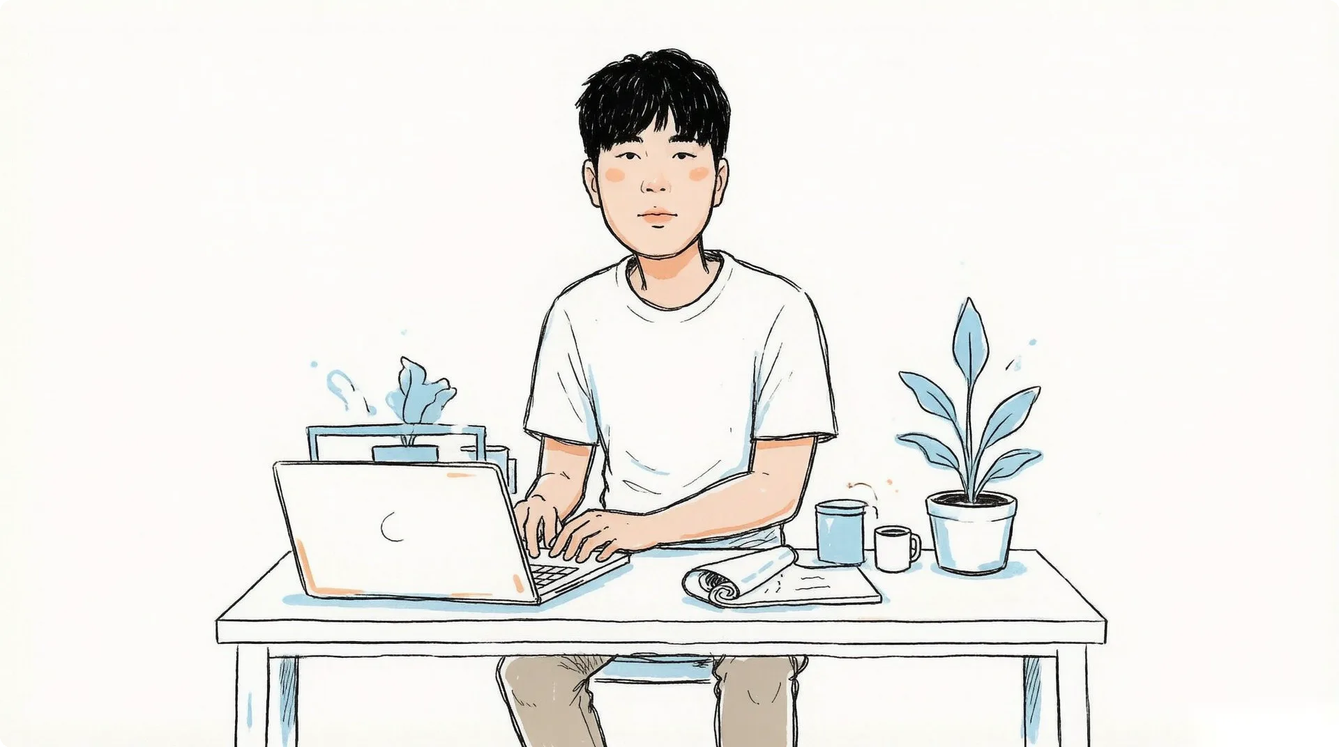PangMao 在桌前输入主题生成课程